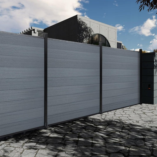 6 Ft×6 Ft Wood Plastic Composite Fence Panels, Privacy Fence Screen, Decorative Garden, Patio, Backyard Fence Without Post, Grey