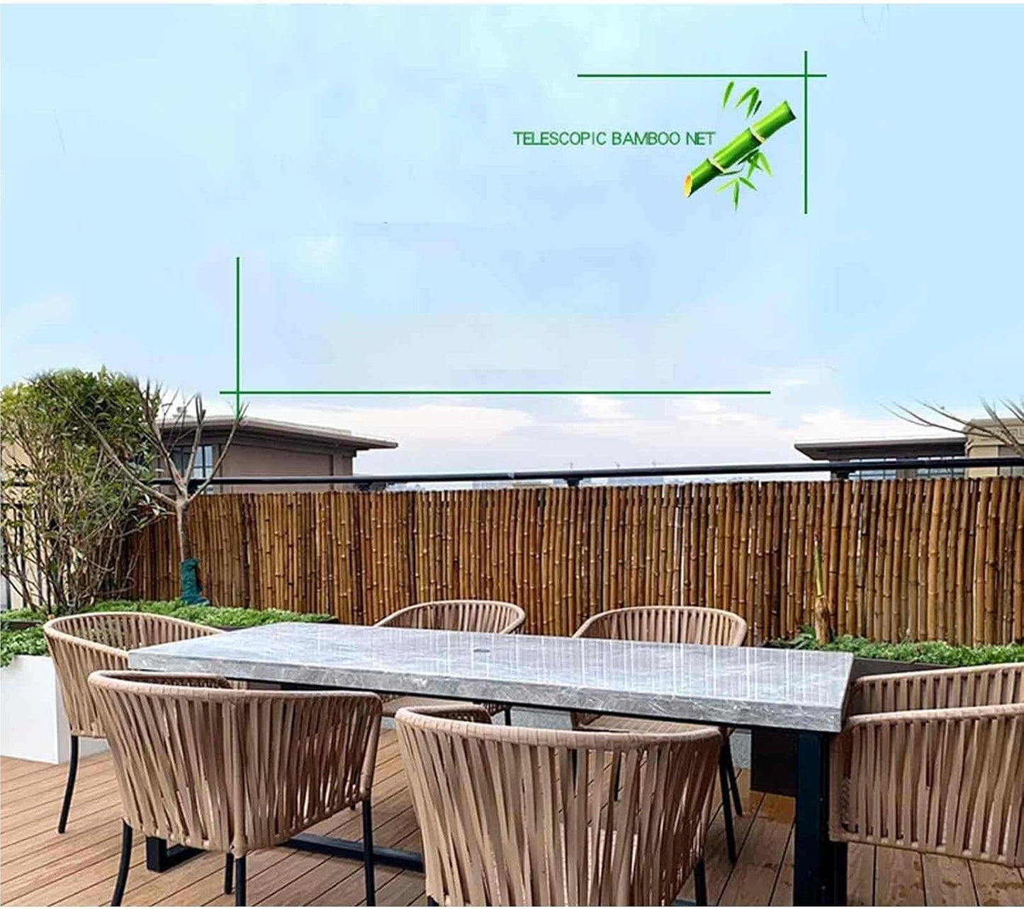 Bamboo Privacy Fence, Bamboo Wall Panel, Reed Fencing, Gardening Villa Courtyard Decoration Protection Partition Wall Panel, Easy to Assemble, 3ft/ 5ft/ 6ft/ 6.5ft High(Height 1mx2m/3.2x6.5ft)
