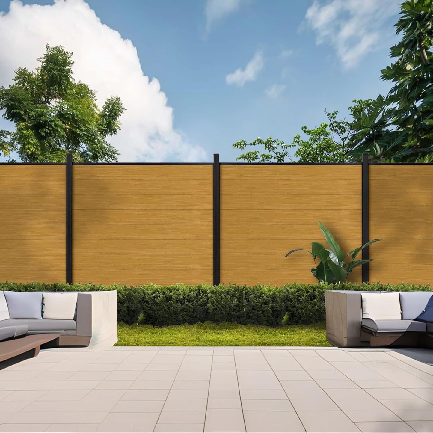 Privacy Fence for Outside, 6Ft(W) Outdoor Privacy Panels with 7.6Ft In-ground Post, Wood Plastic Composite Fencing for Patio, Backyard, Garden and Swimming Pool (Silver Gray with 1 Post)