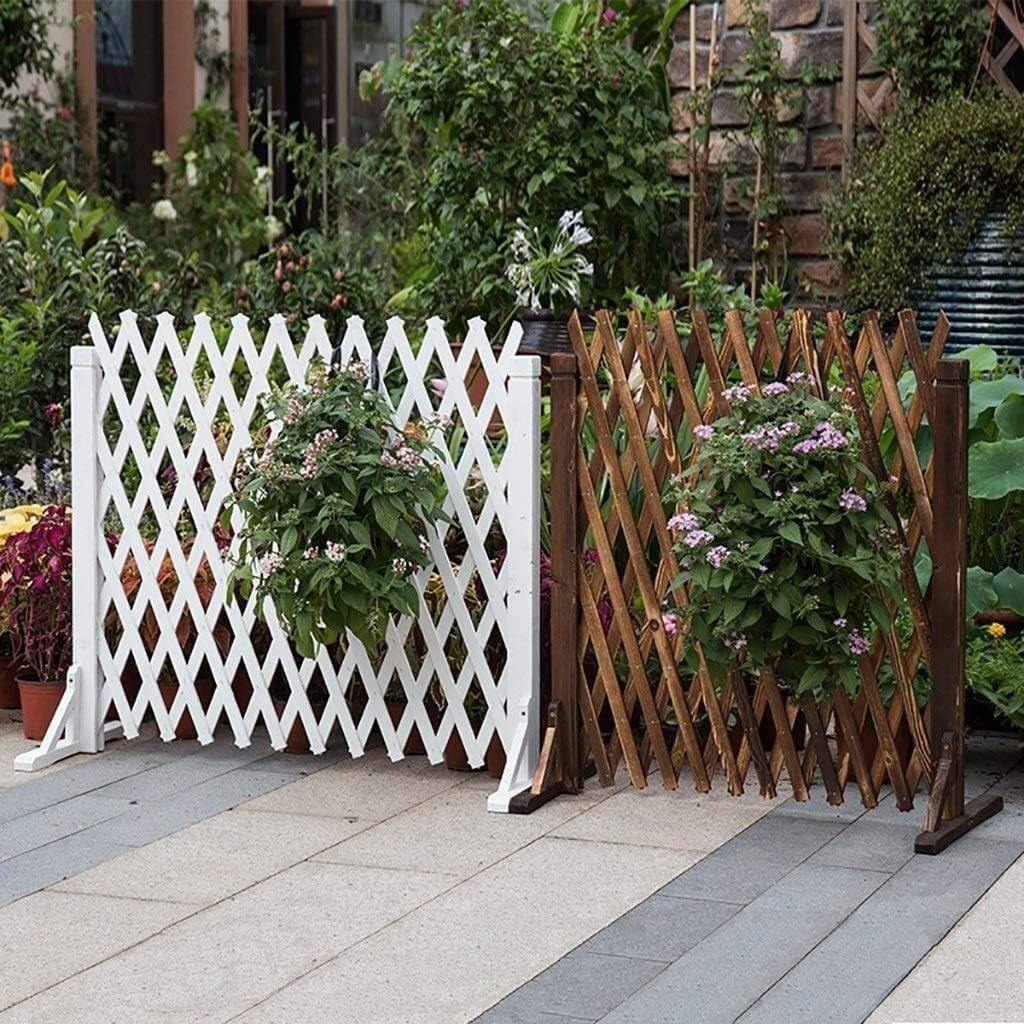Telescopic Wooden Fence/Garden Grid Decoration/Courtyard Guardrail/Pet Fence/Rest Area Partition(White,160 * 50CM)