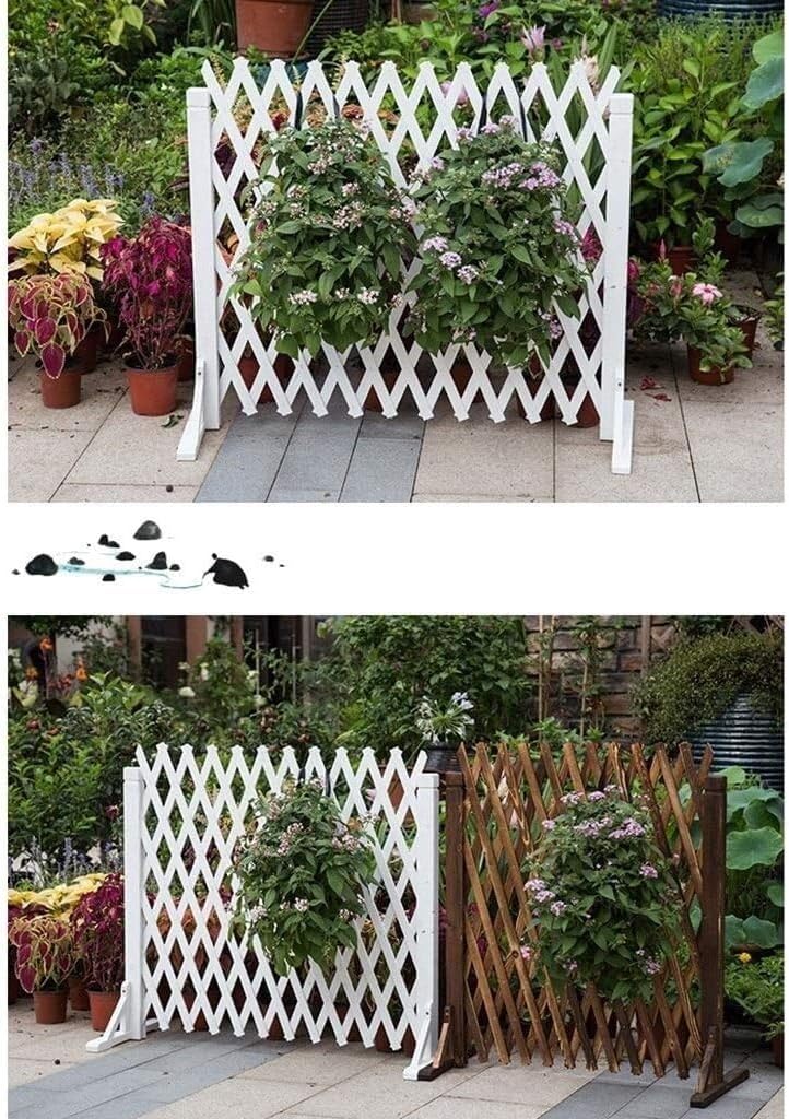 Telescopic Wooden Fence/Garden Grid Decoration/Courtyard Guardrail/Pet Fence/Rest Area Partition(White,160 * 70CM)