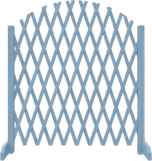 Expandable Retractable Wooden Garden Fence for Courtyard Decoration Blue 120x70cm A