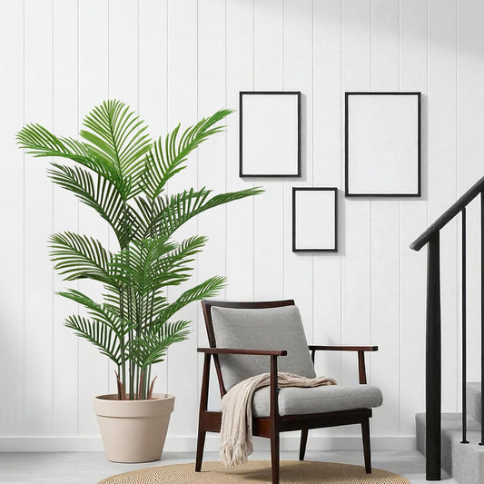 Artificial Betel Nut Tree, 63 Inch Tall Tropical Pyrethroid Potted Plant, Perfect Simulation of Tropical Plants, Used for Indoor or Outdoor Home, Office or Garden Decoration, 2 Trees/Set