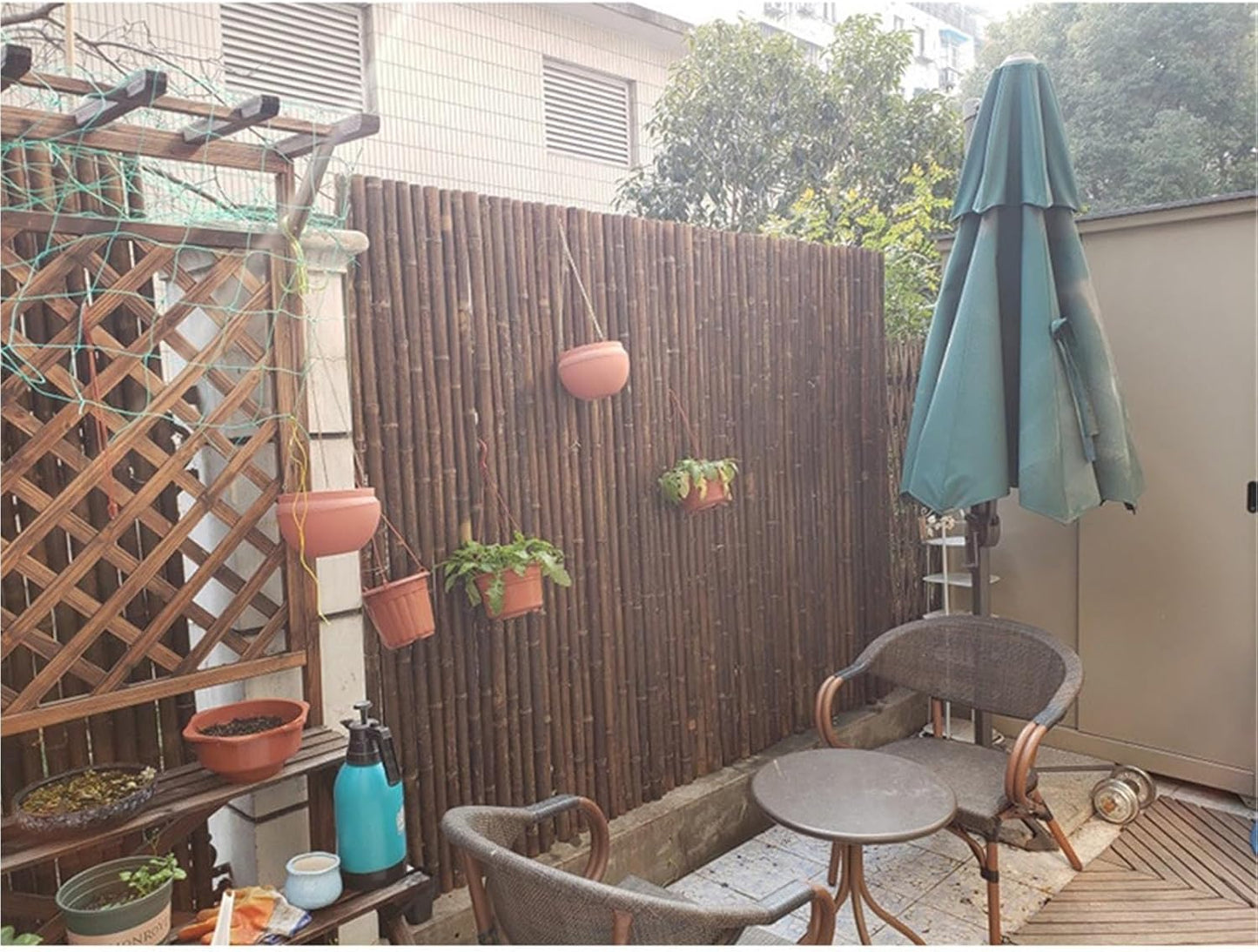 Reed Fencing, Bamboo Privacy Fence, Bamboo Wall Panel, Gardening Villa Courtyard Decoration Protection Partition Wall Panel, Easy to Assemble, 3ft/ 5ft/ 6ft/ 6.5ft High(Height 2mx2m/6.5x6.5ft)