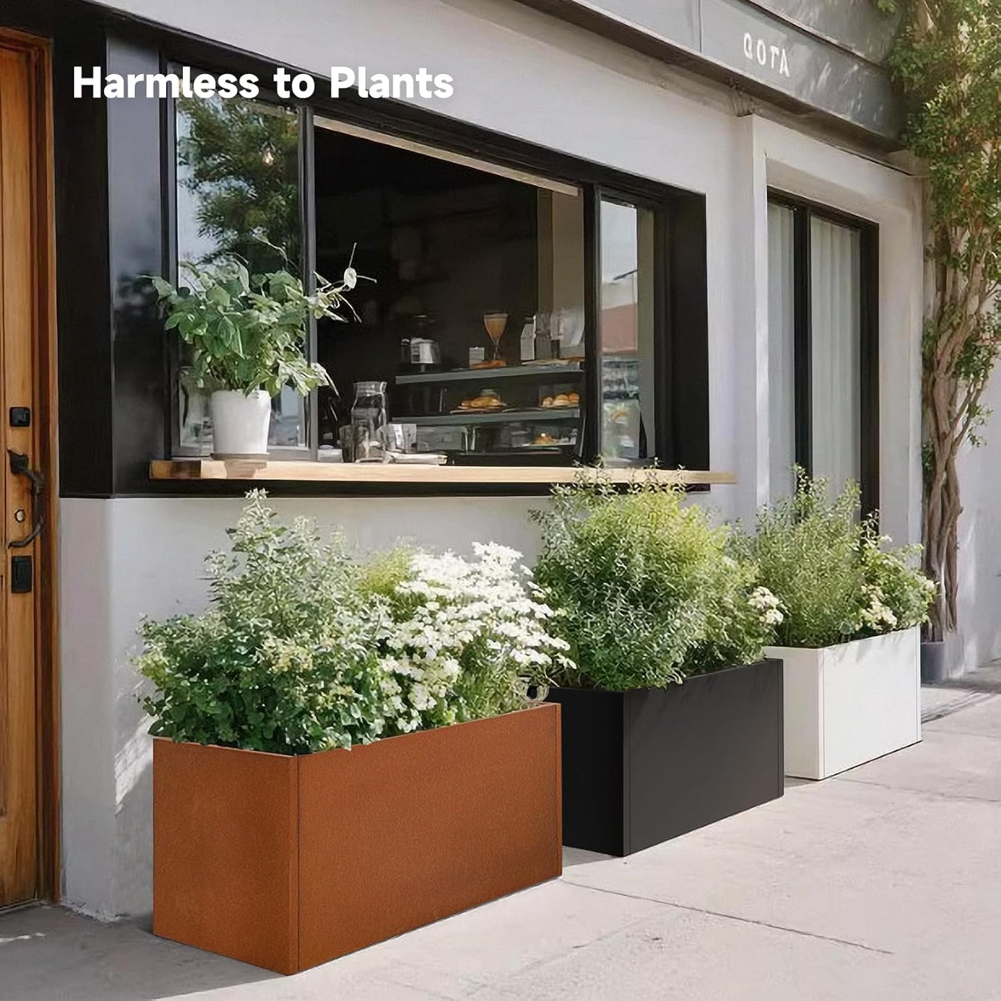 Steel Planter 36" x 12" x 16" Metal Rectangle Outdoor Planter Black Powder Coated Flower Box Metallic Heavy Pot Indoor & Outdoor, Commercial & Residential (L36 x W12 x D16, Black)