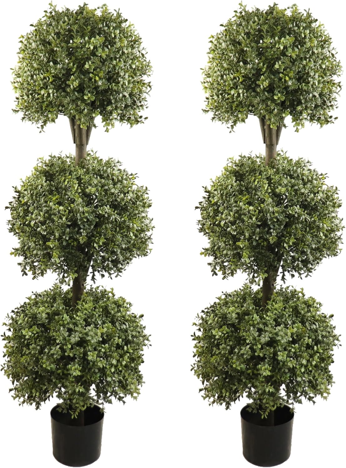ALL SEASON GREEN 56'' Large Triple Ball Artificial Topiaries Tree UV Pre-Potted Outdoor Plants Porch Decor 2 Pack