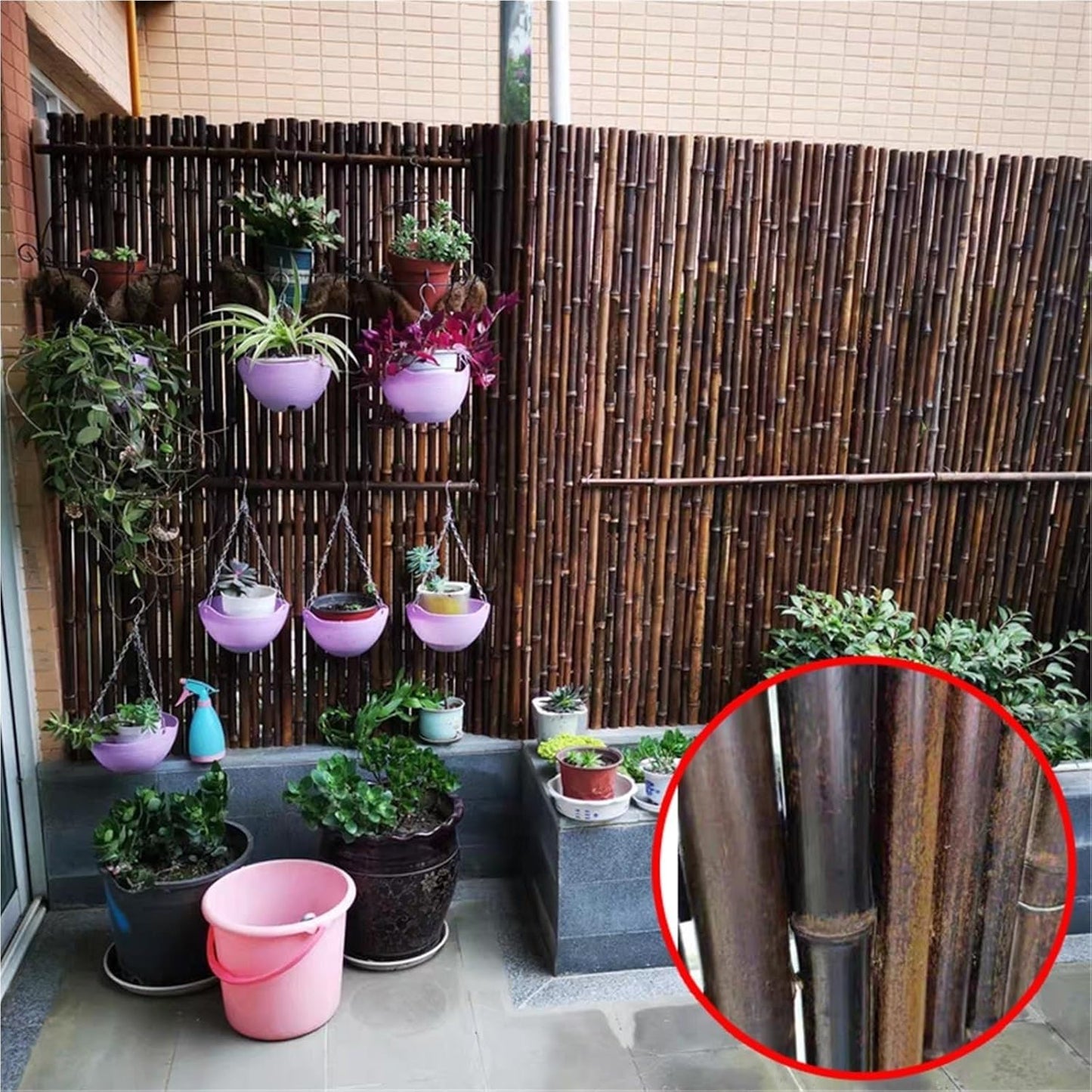Bamboo Privacy Fence, Bamboo Wall Panel, Reed Fencing, Gardening Villa Courtyard Decoration Protection Partition Wall Panel, Easy to Assemble, 3ft/ 5ft/ 6ft/ 6.5ft High(Height 1mx2m/3.2x6.5ft)
