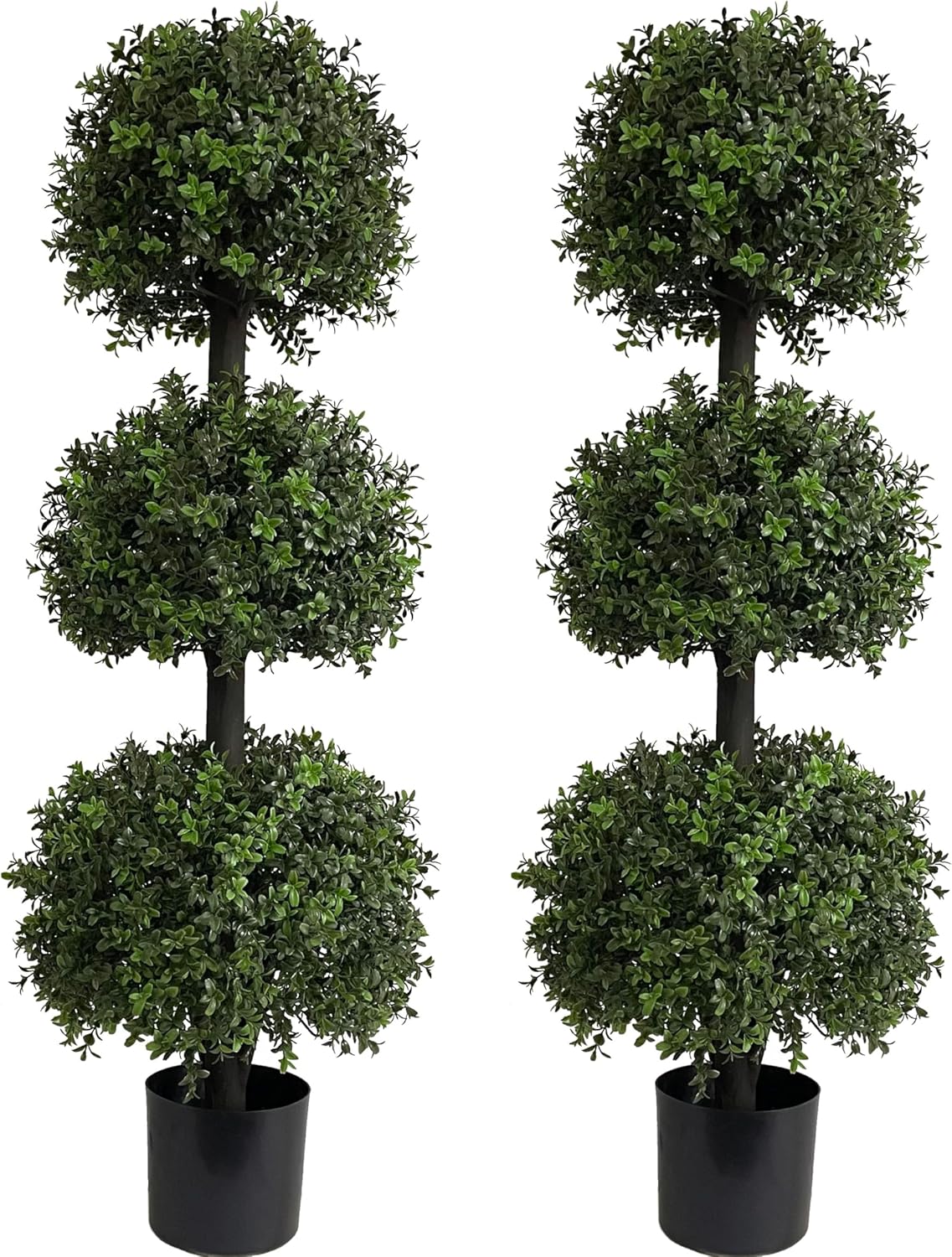 ALL SEASON GREEN 56'' Large Triple Ball Artificial Topiaries Tree UV Pre-Potted Outdoor Plants Porch Decor 2 Pack